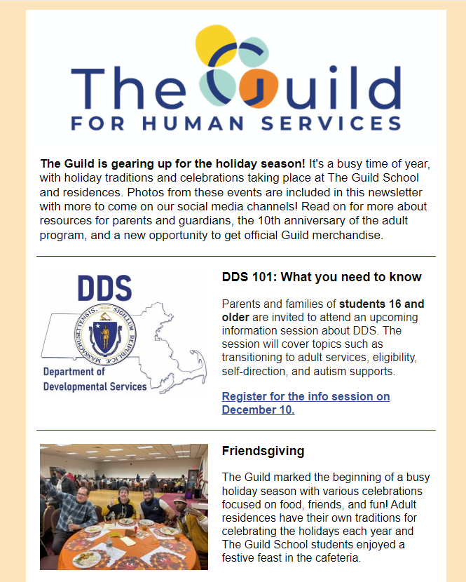 An example screenshot of a newsletter